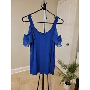 Thalia Sodi Blue Flutter Sleeve Tank